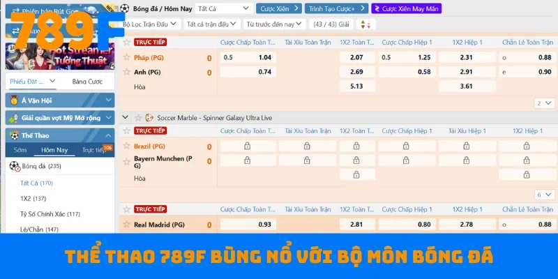 Thể thao 789F bùng nổ với bộ môn bóng đá